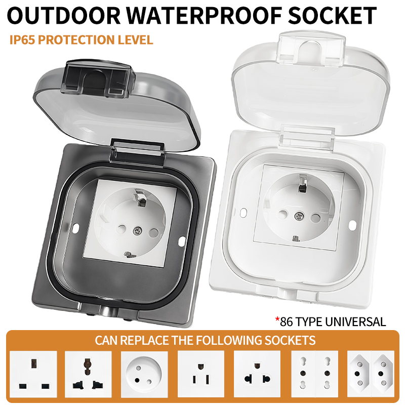Outdoor Power Parts - Wodoodporne gniazdo zewnętrzne IP65, gniazdo ścienne